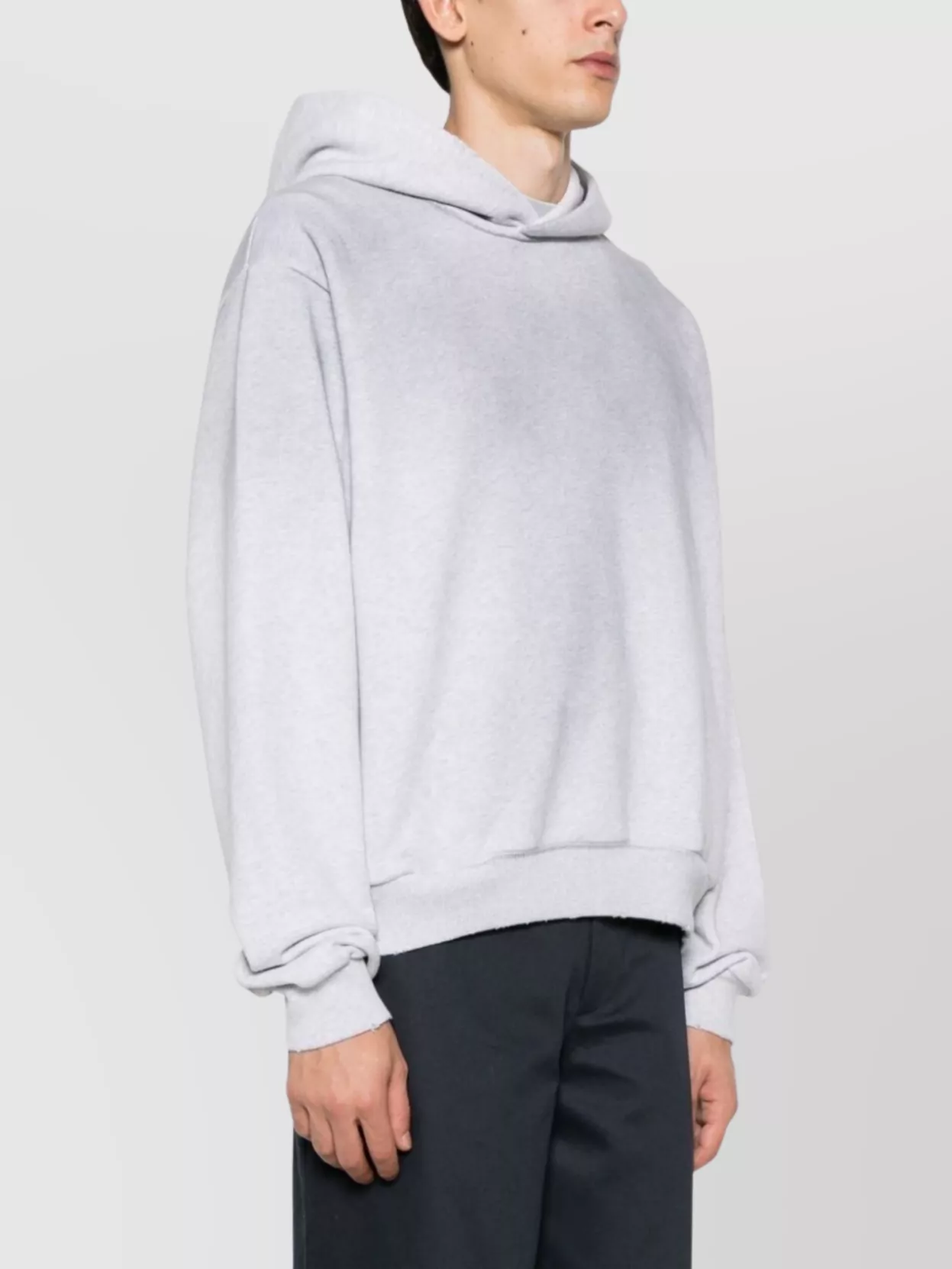 Acne Studios Womens Oversized Brand-print Cotton-blend Hoody Pale Grey Melange