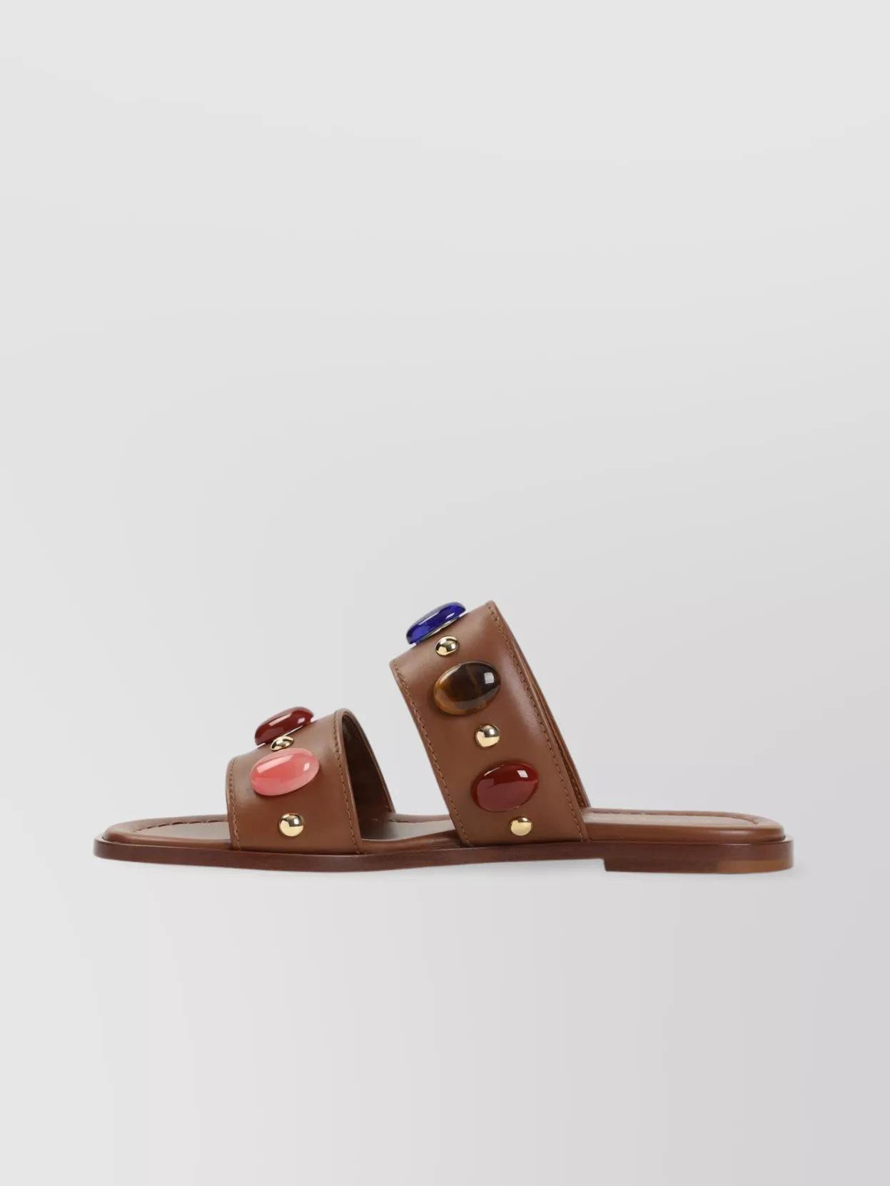 Gianvito Rossi Leather Sandals Adorned Multicolor Stones