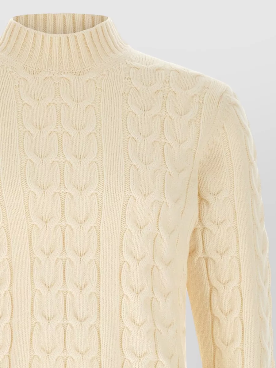 Zanone Virgin Wool Cable Knit Turtleneck Jumper