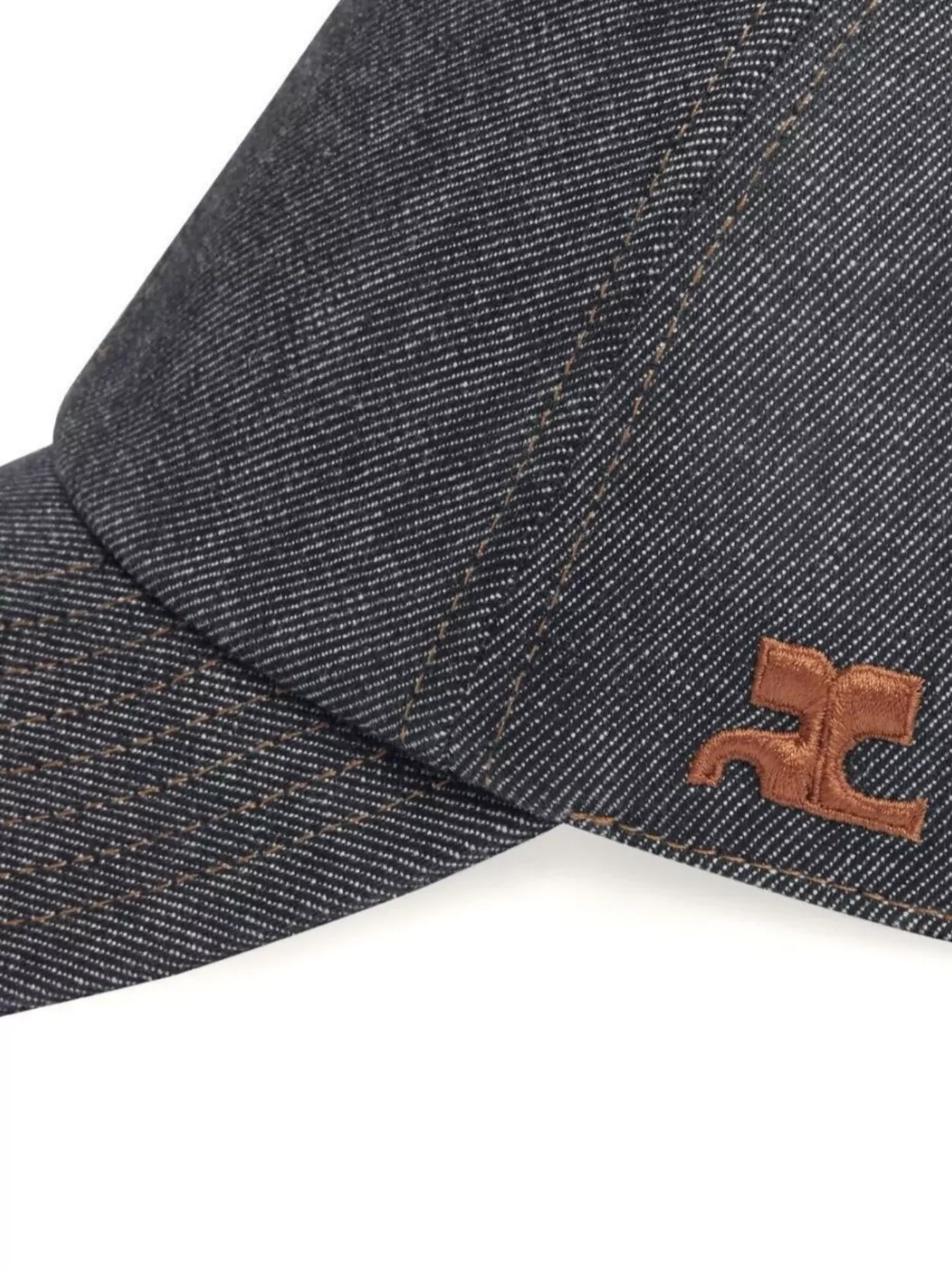 Courrèges Denim Cap With Curved Peak And Contrast Stitching