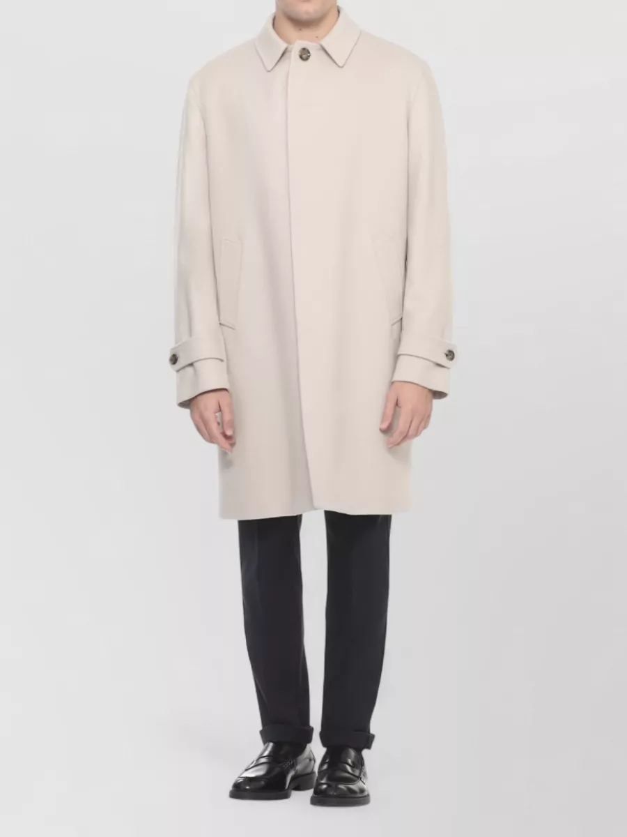 Lardini Long Sleeve Wool Coat Straight Cut