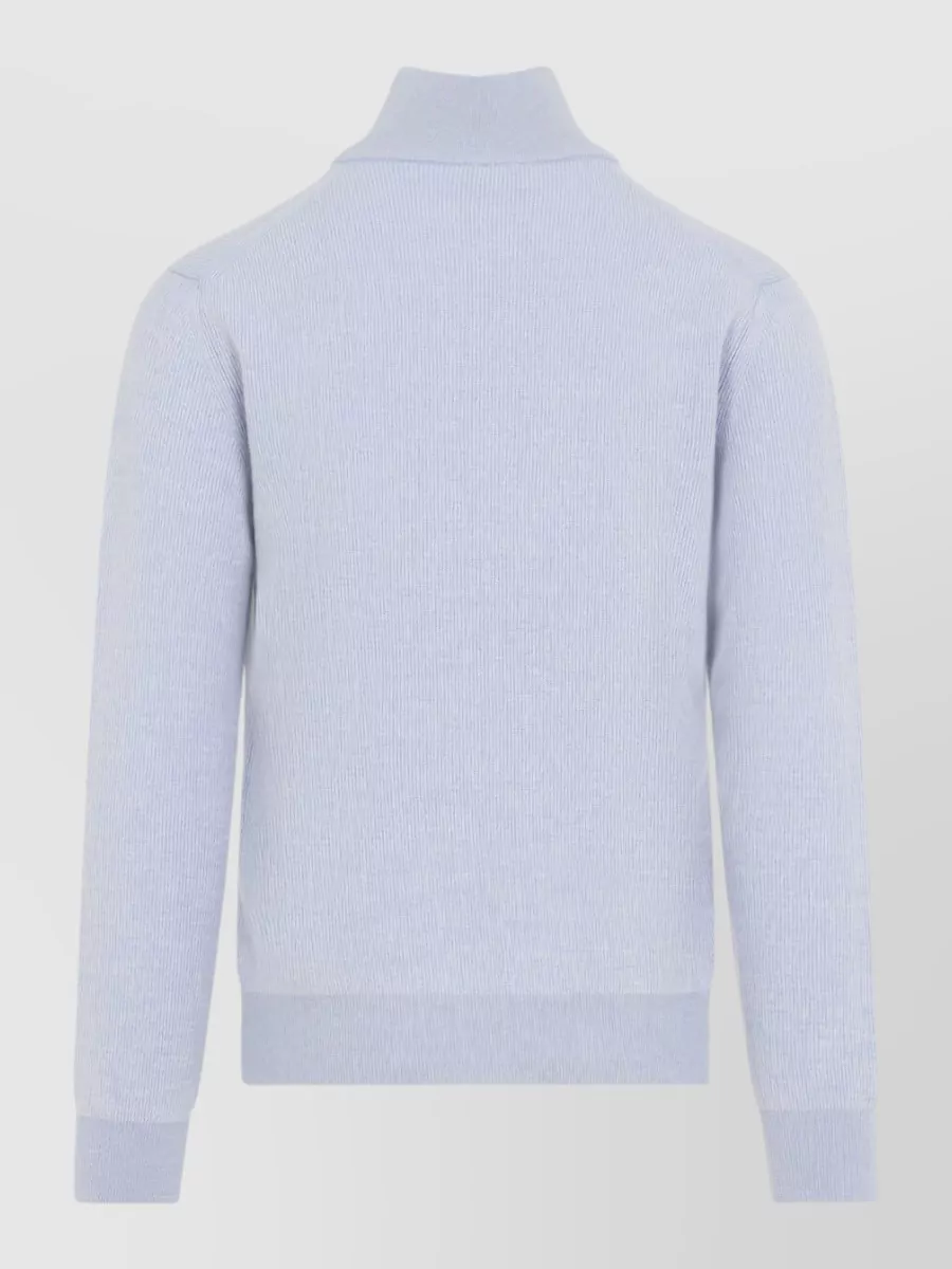 Brioni Ribbed Cashmere Half-Zip Sweater