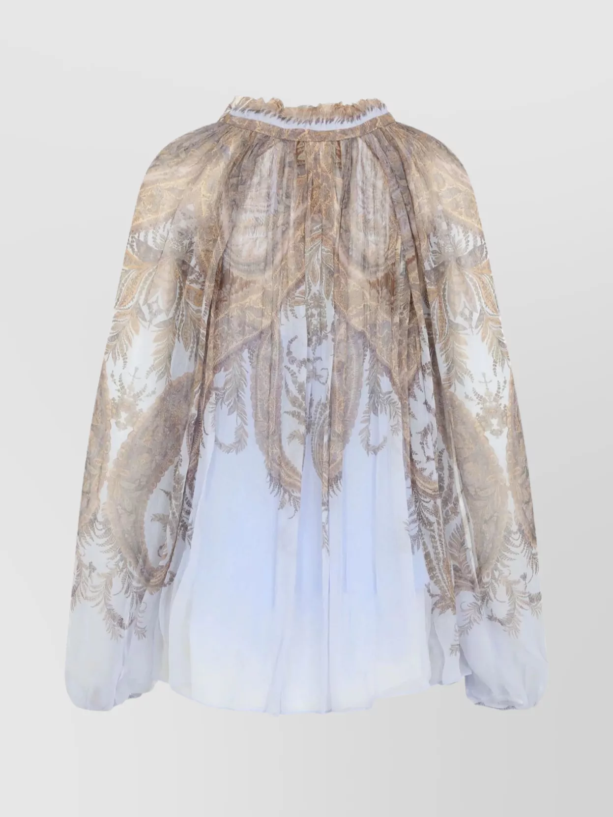 Zimmermann Long Sleeve Paisley Top Ruffled Neckline