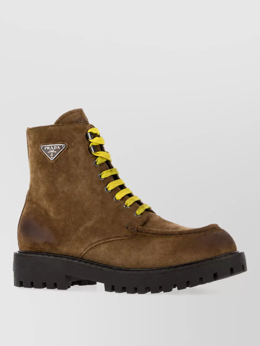 Prada suede lace-up ankle boots