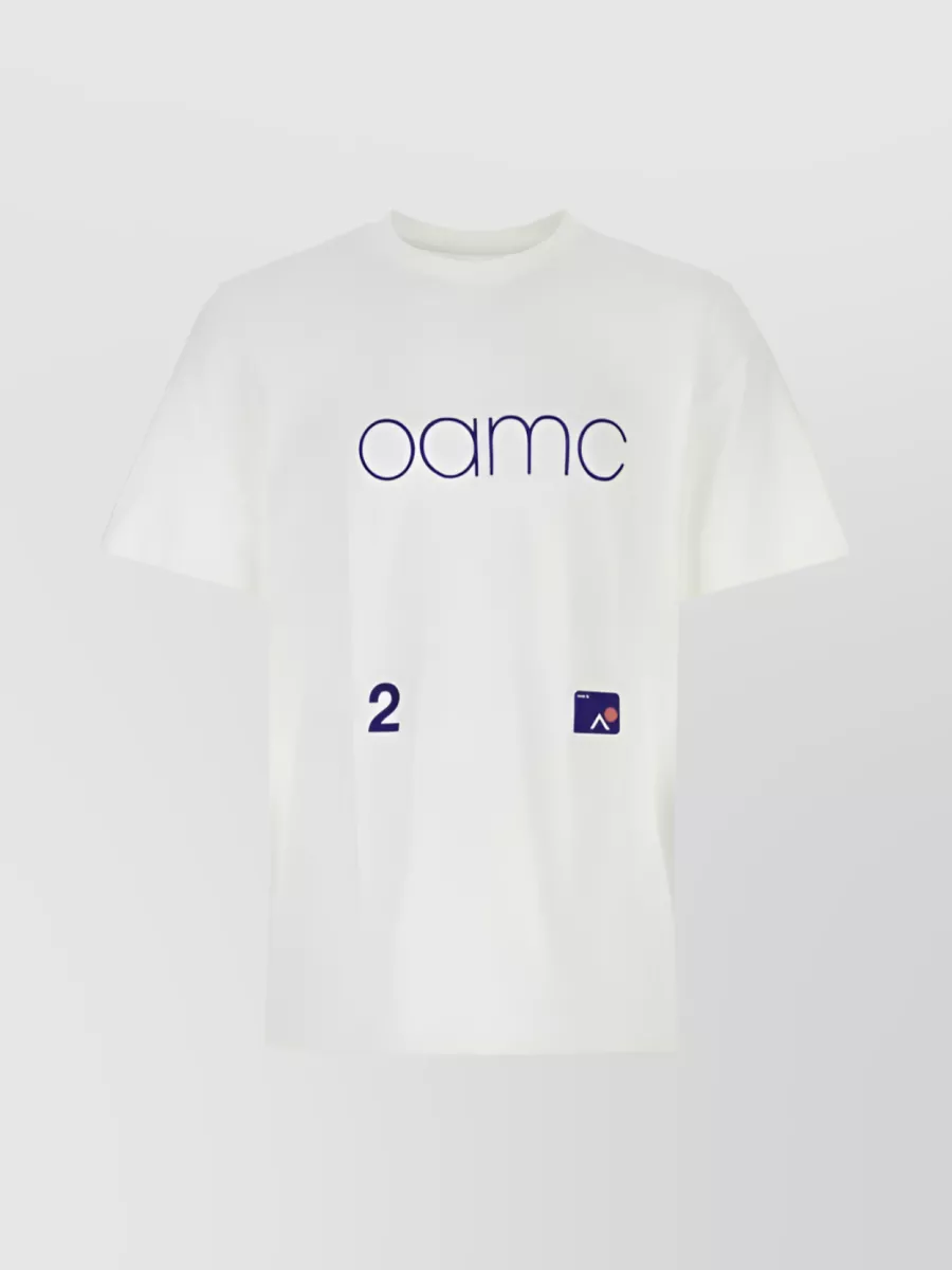 Shop Oamc Logo Print Cotton T-shirt In White