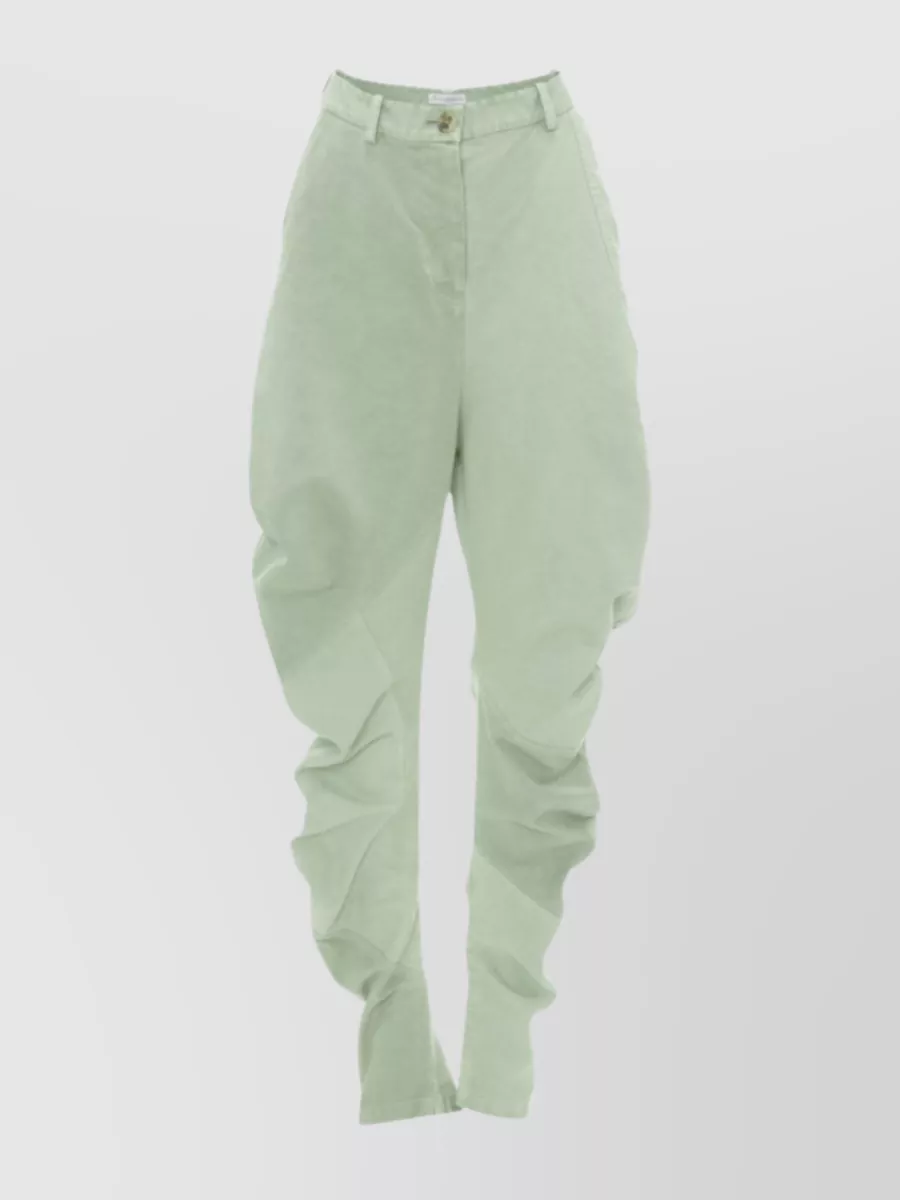 Shop Jw Anderson Twisted Seam Cotton Trousers In Green