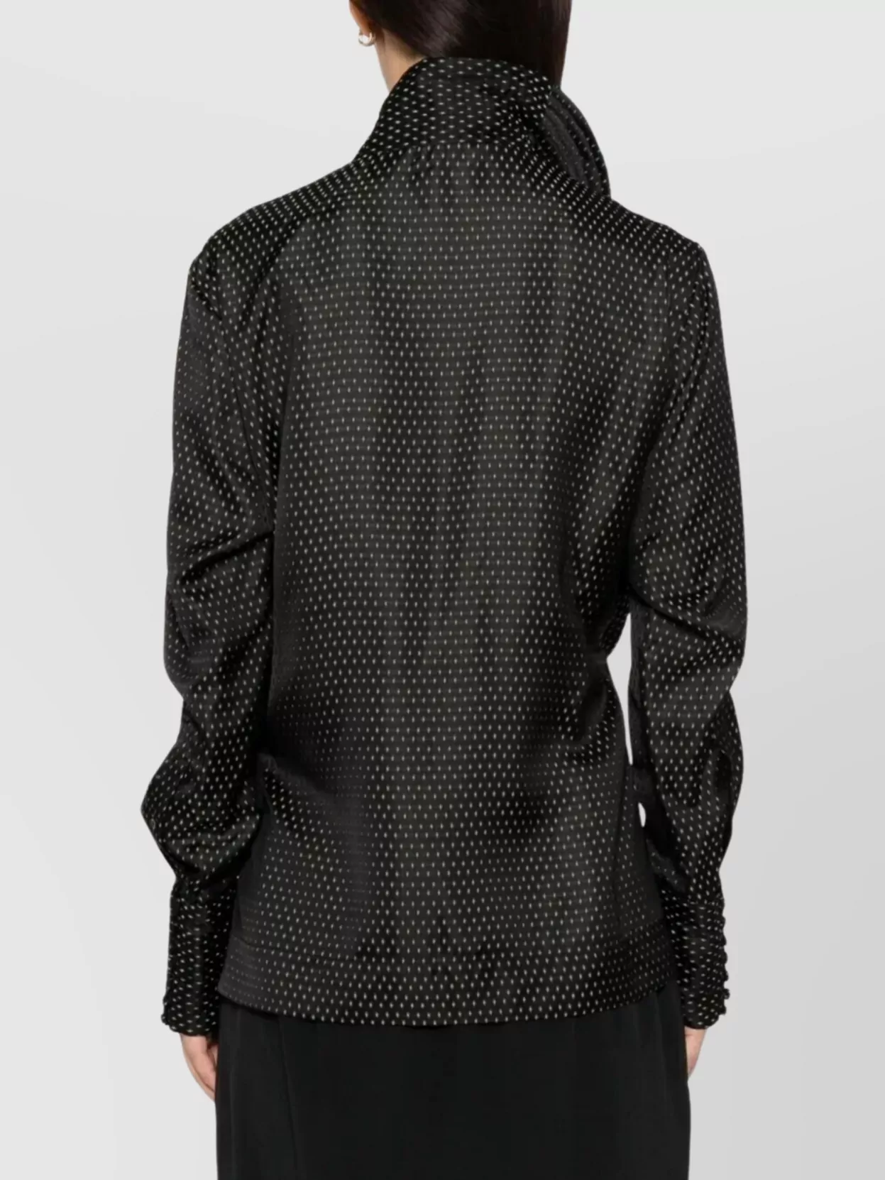 Dries Van Noten Polka Dot Long Sleeve Ruffled Top In Black