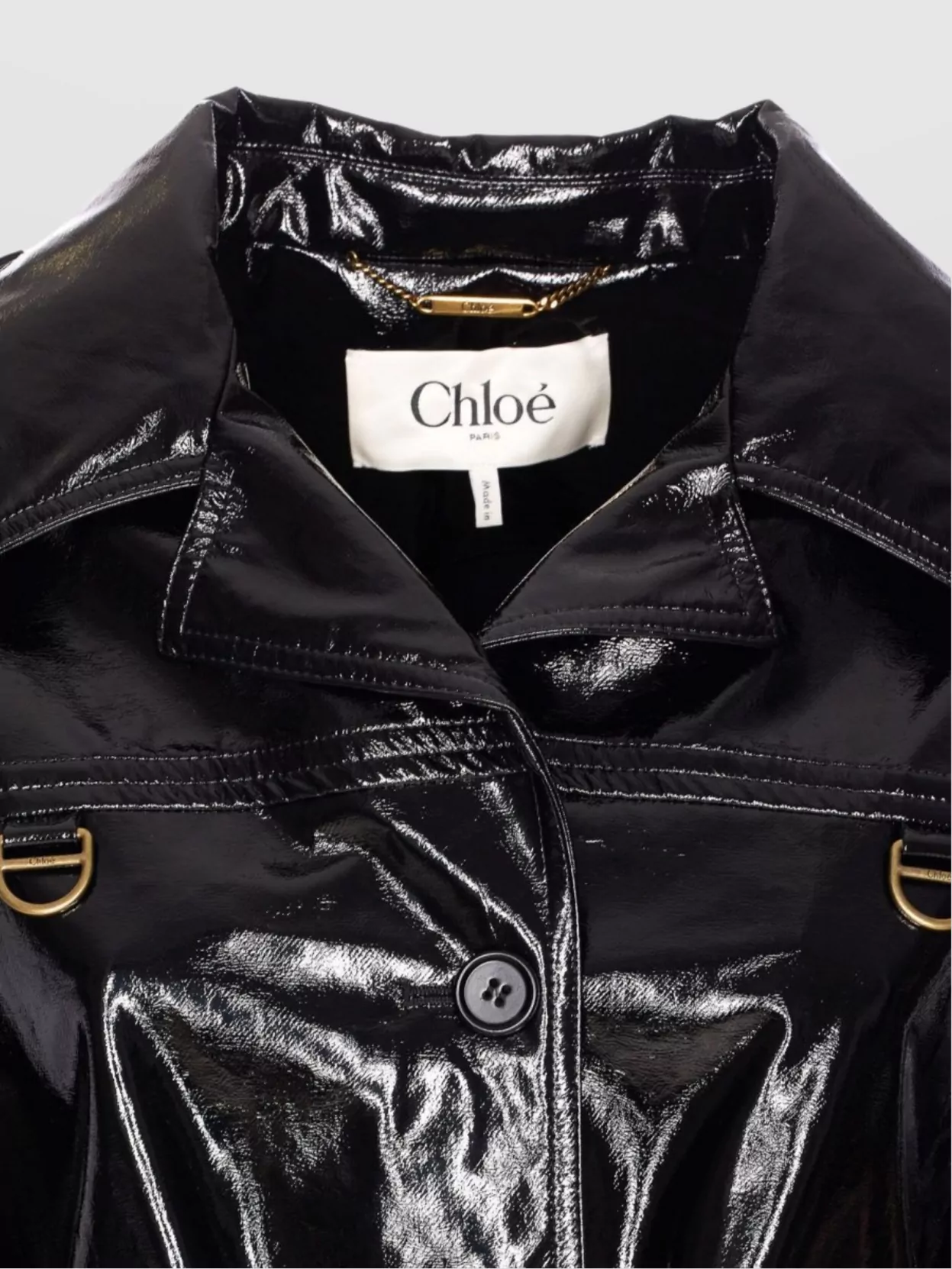 Chloé Vinyl Belted Blazer Buckle Detail