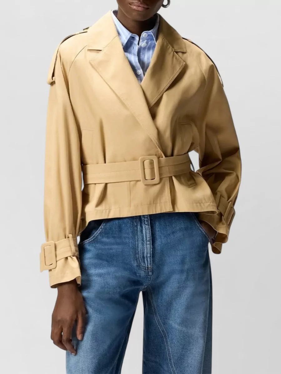 Pinko Cotton Short Double-Breasted Trench Coat