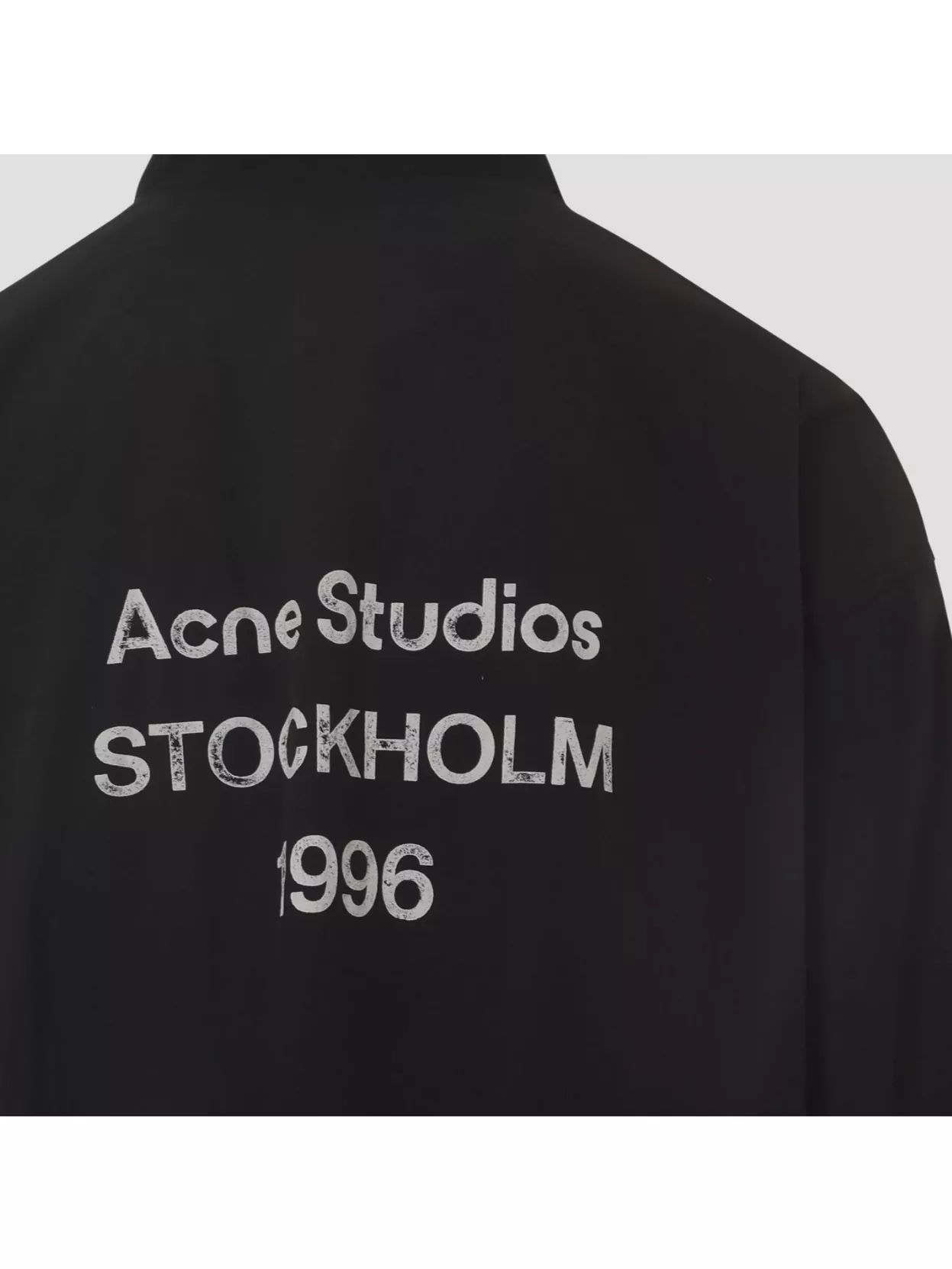 Acne Studios High Collar Jacket With Back Print And Elastic Cuffs