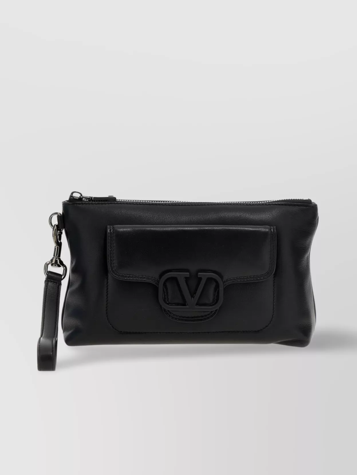 Valentino Garavani 'vlogo Signature' Clutch Bag With Front Flap Pocket And Wrist Strap In Pink
