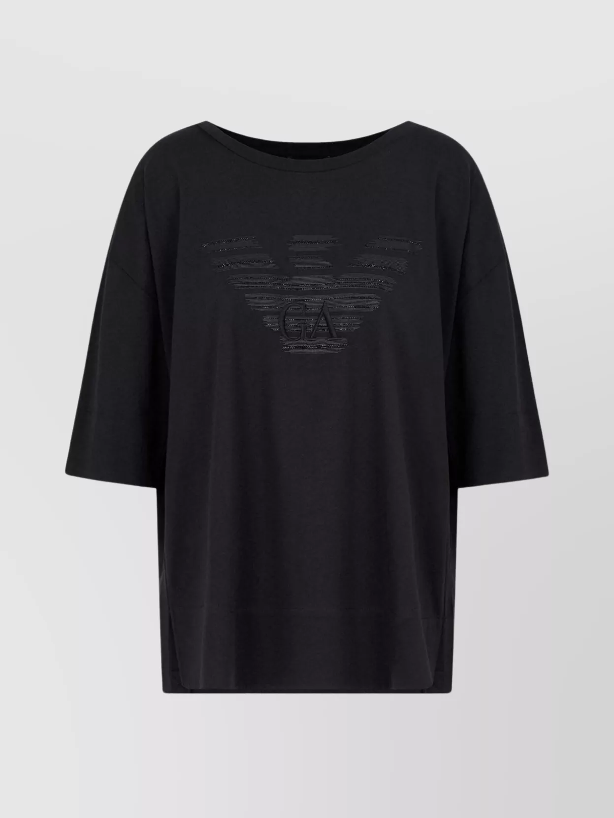 Emporio Armani Cotton Logo T-Shirt With Asymmetric Hem