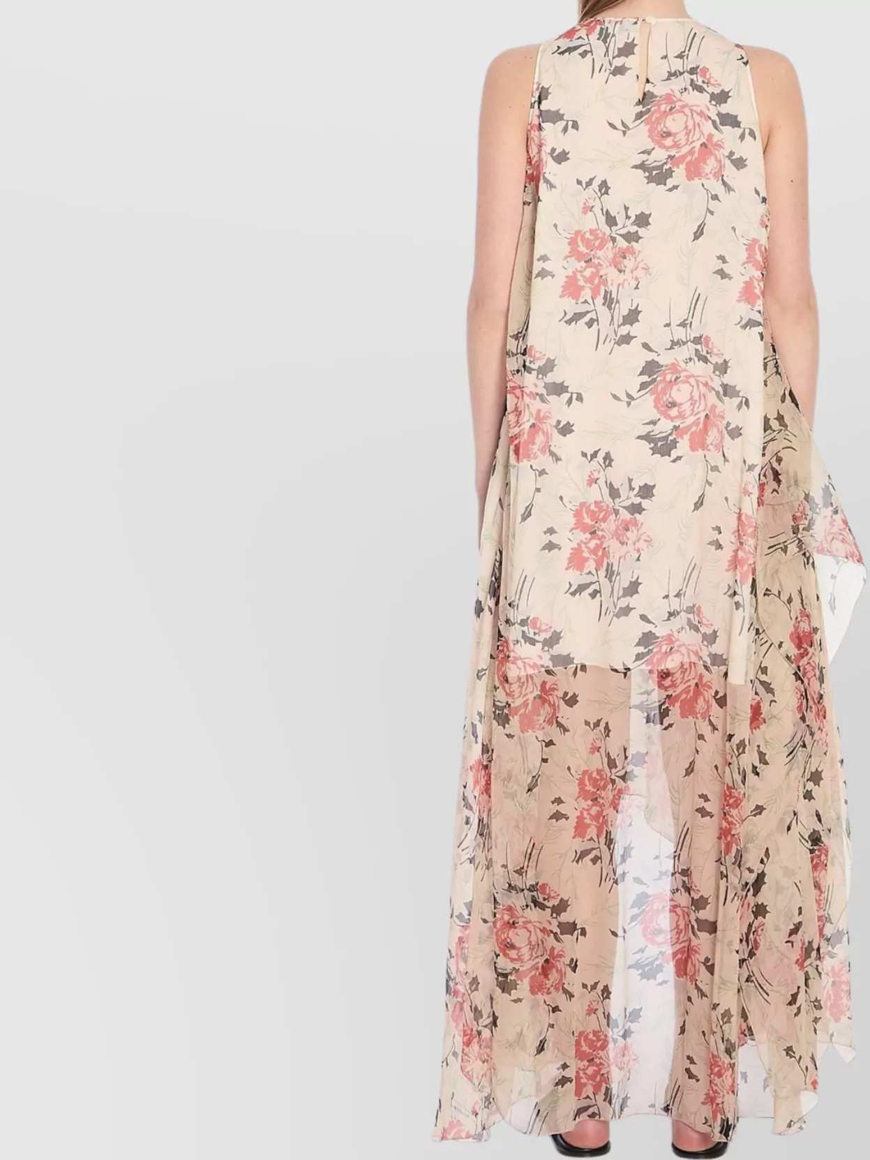 Loewe Floral Print Silk Dress Asymmetrical Construction