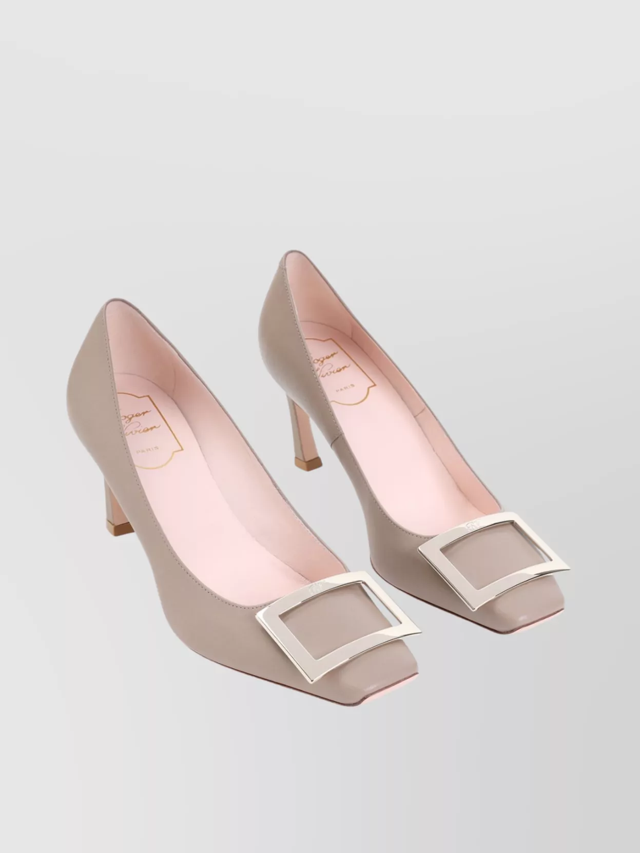 Roger Vivier Slanted Heel Calf Leather Pumps