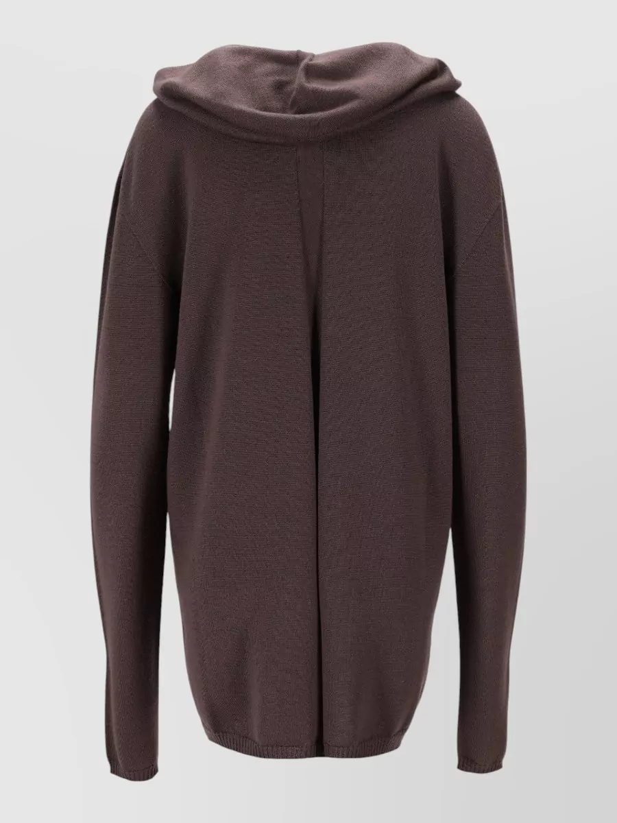 Rick Owens Relaxed Fit Hooded Knit Sweatshirt In Brown