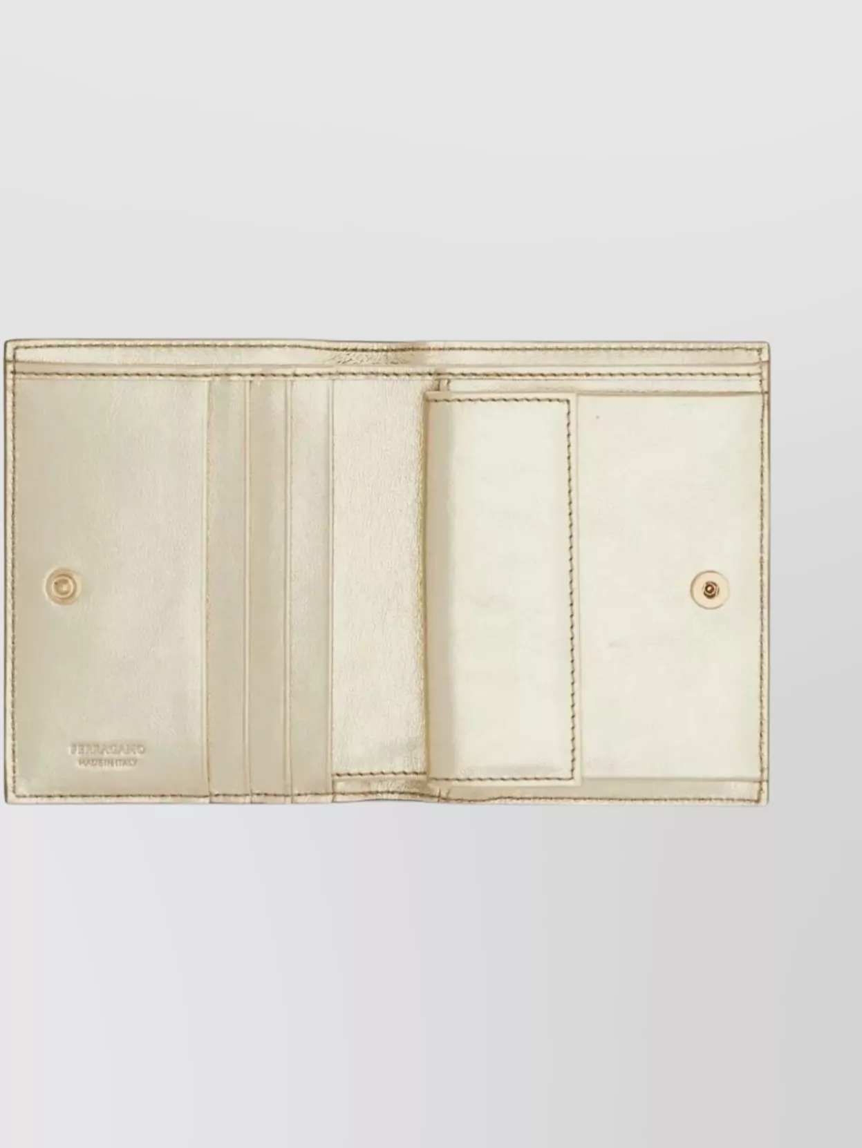 Ferragamo Compact Wallet Metallic Finish In White