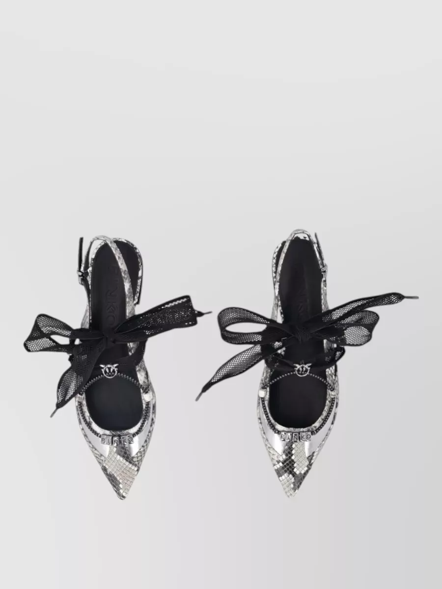 Pinko Leather Python-Print Flat Ballerina Shoes