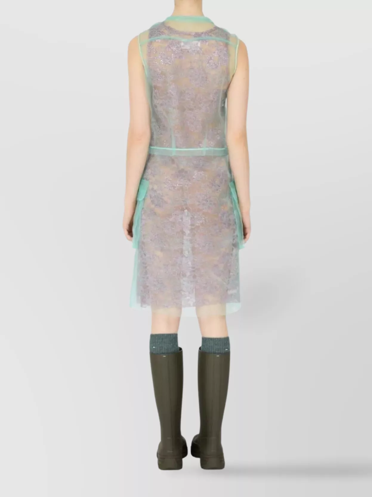 Maison Margiela Sleeveless Floral Lace Midi Dress With Pockets