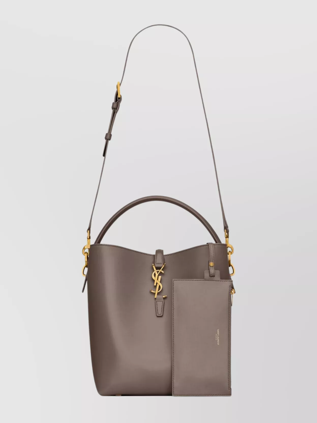 Saint Laurent Shiny Leather Shoulder Bag With Top Handle