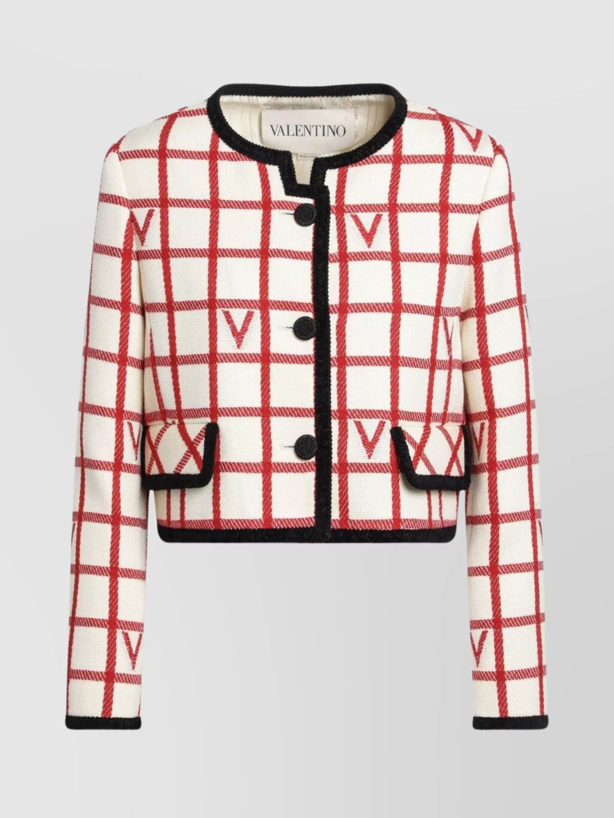 Valentino Garavani Ivory Jacket With Check Vlogo Pattern