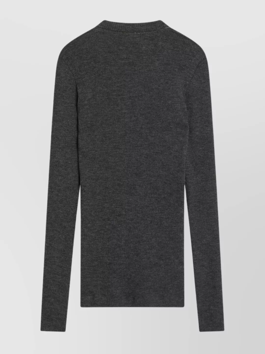 Brunello Cucinelli Dark Grey Ribbed Wool Sweater Women In Gray