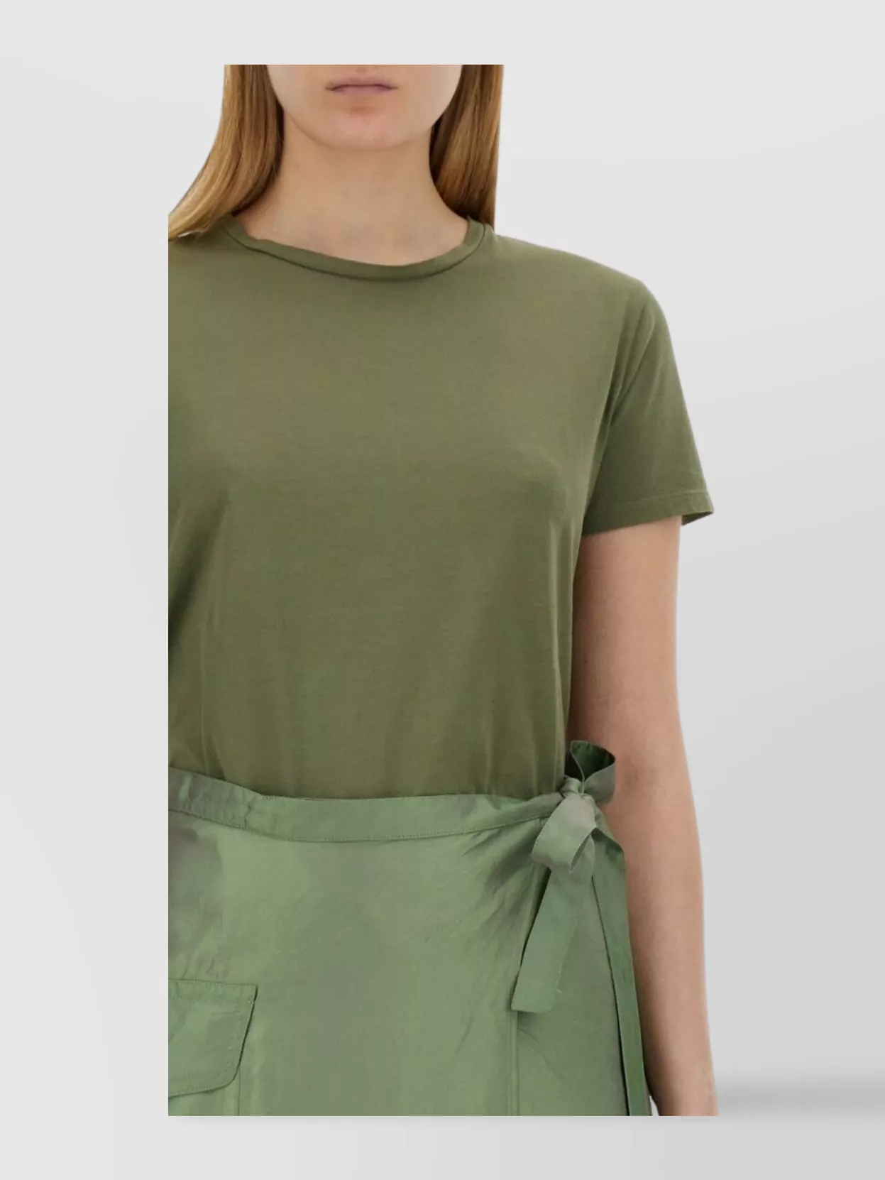 Shop Aspesi Cotton T-shirt With Side Pocket And Tie Waist