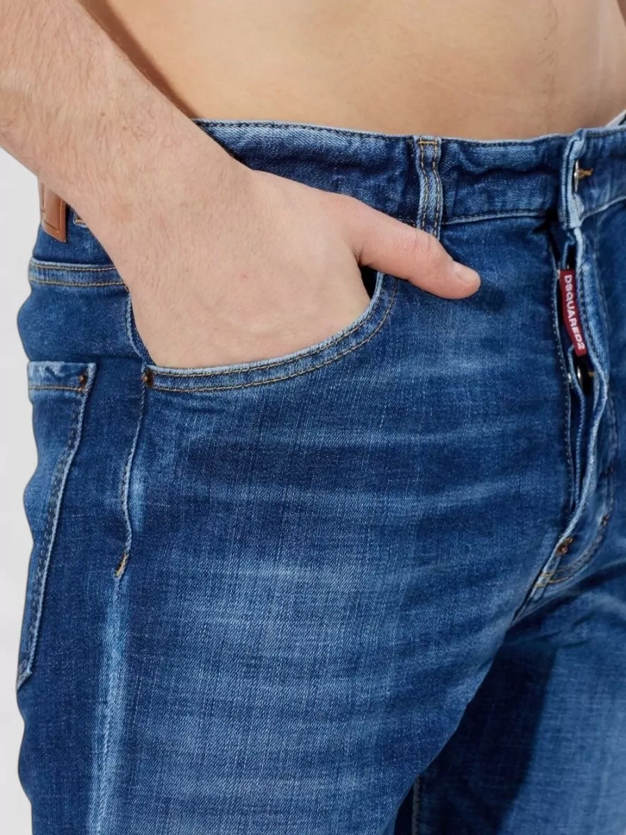 Dsquared2 Straight Leg Jeans Distressed Faded Five Pocket