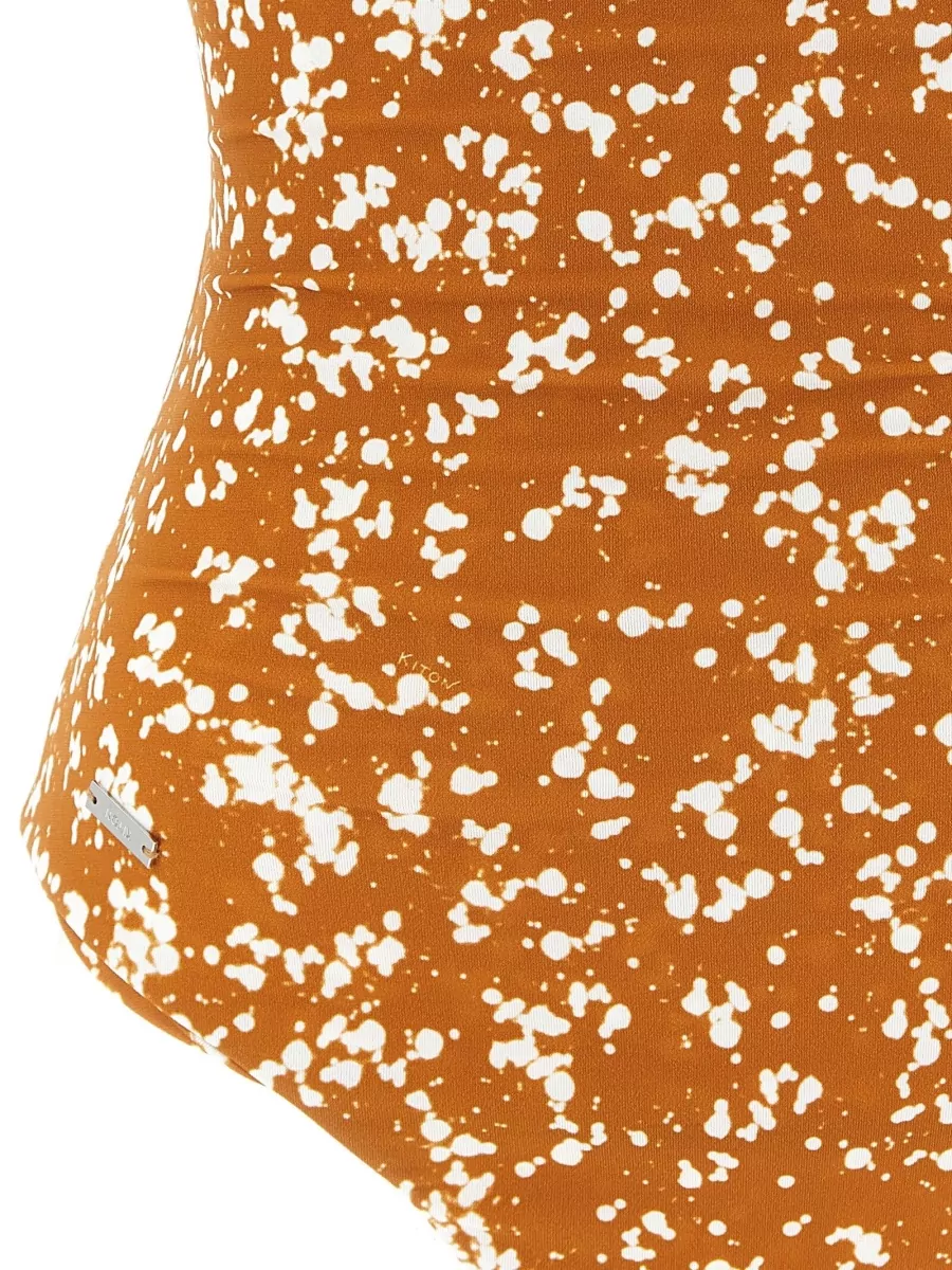 Kiton Printed Off-The-Shoulder One-Piece Swimsuit
