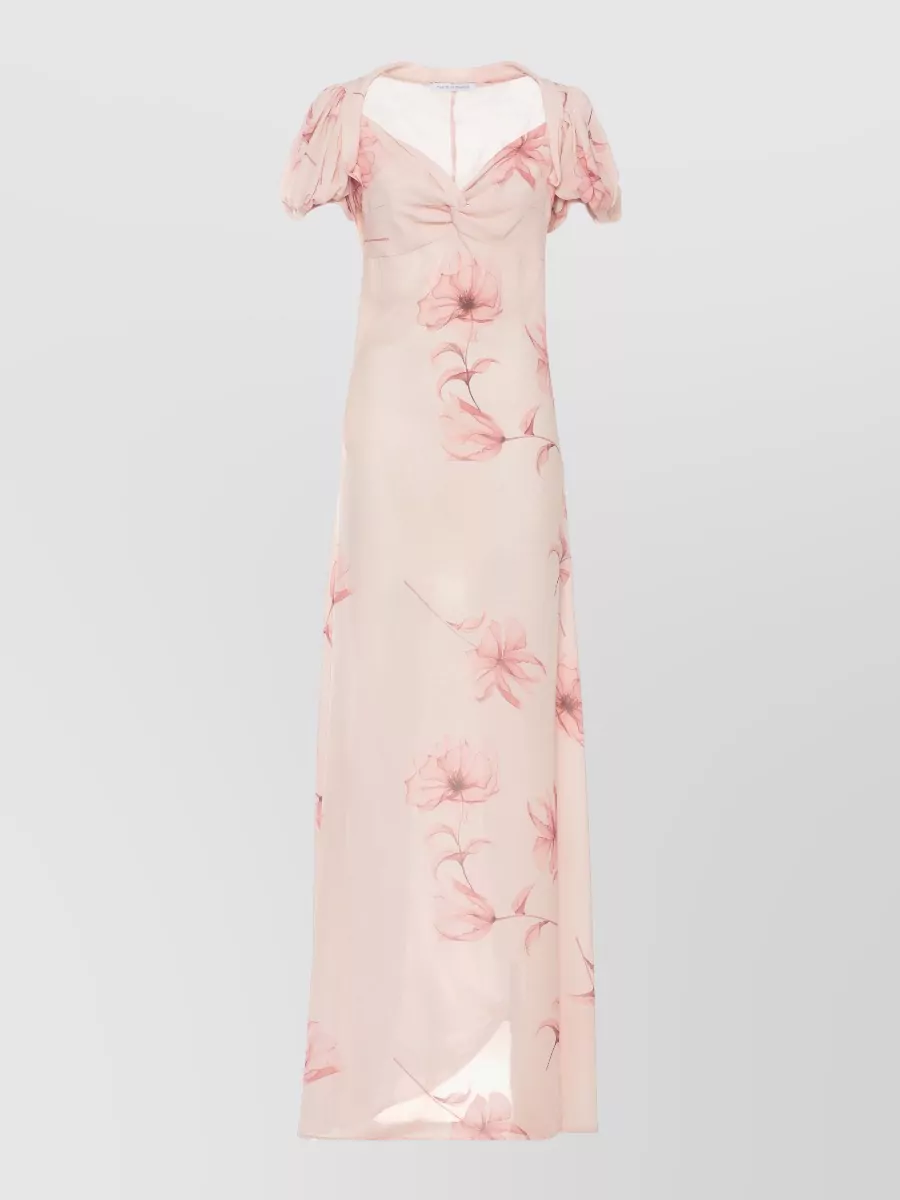 Mar de Margaritas floral-print draped v-neck short-sleeve midi dress