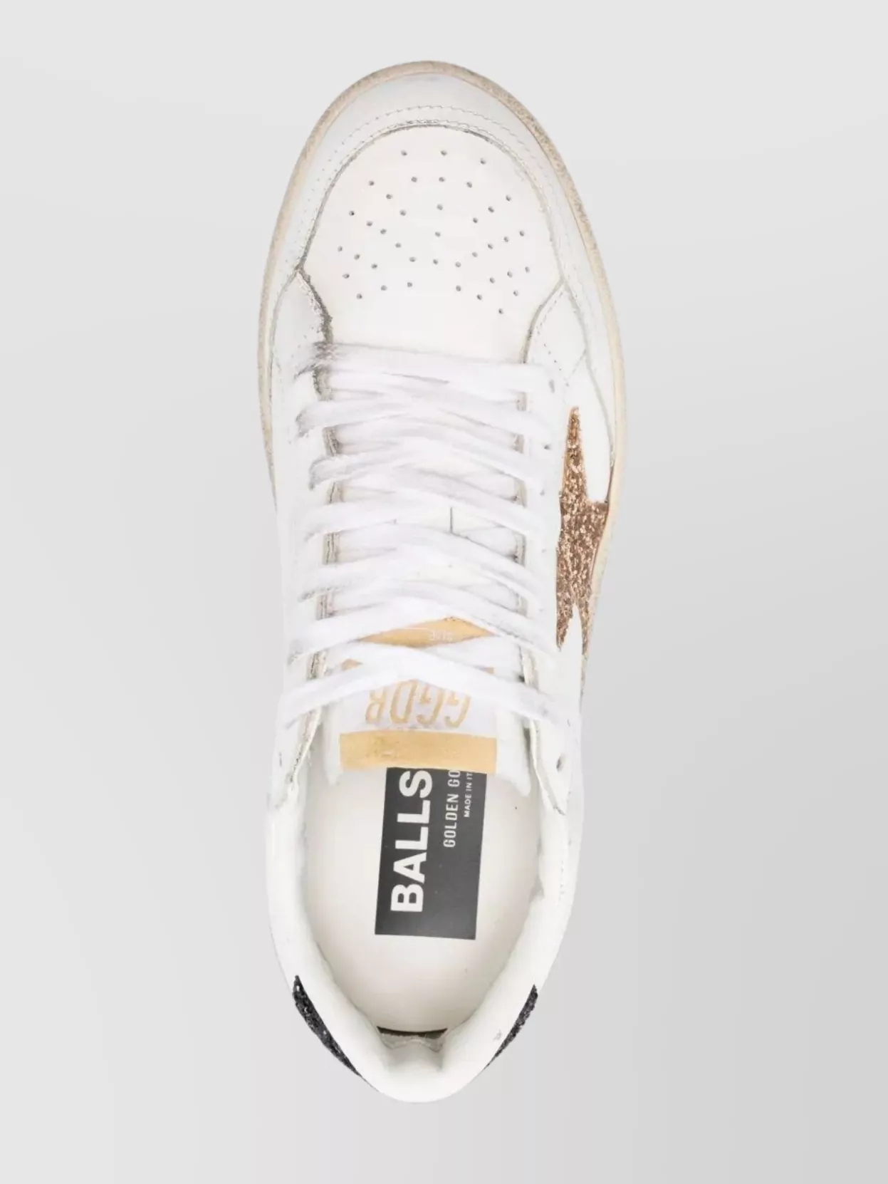 GOLDEN GOOSE PERFORATED TOE RUBBER SOLE SNEAKERS WITH GLITTER