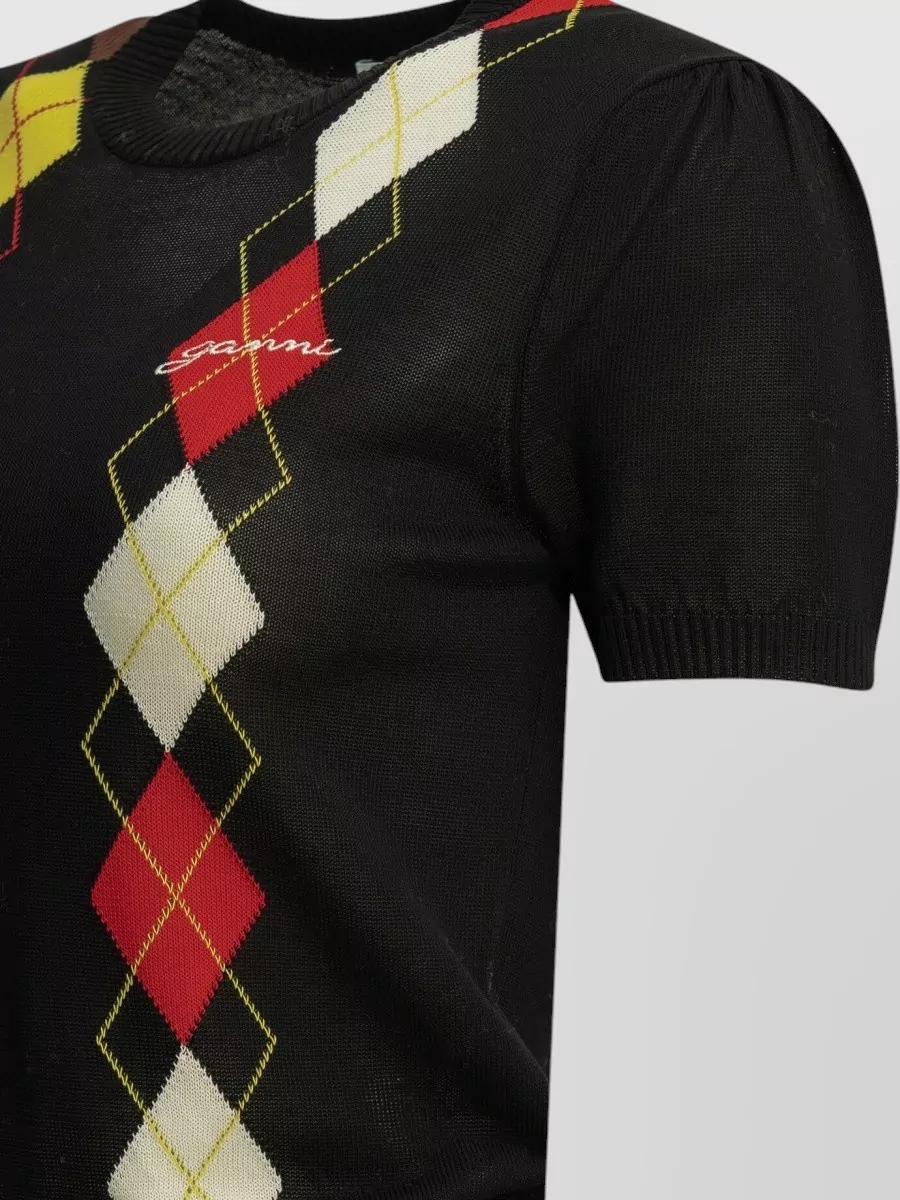 Ganni Argyle Cotton Sweatshirt