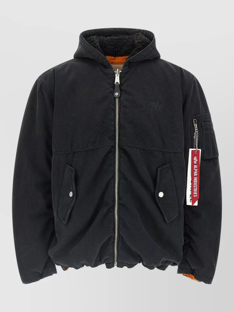 Purple Reversible padded bomber jacket