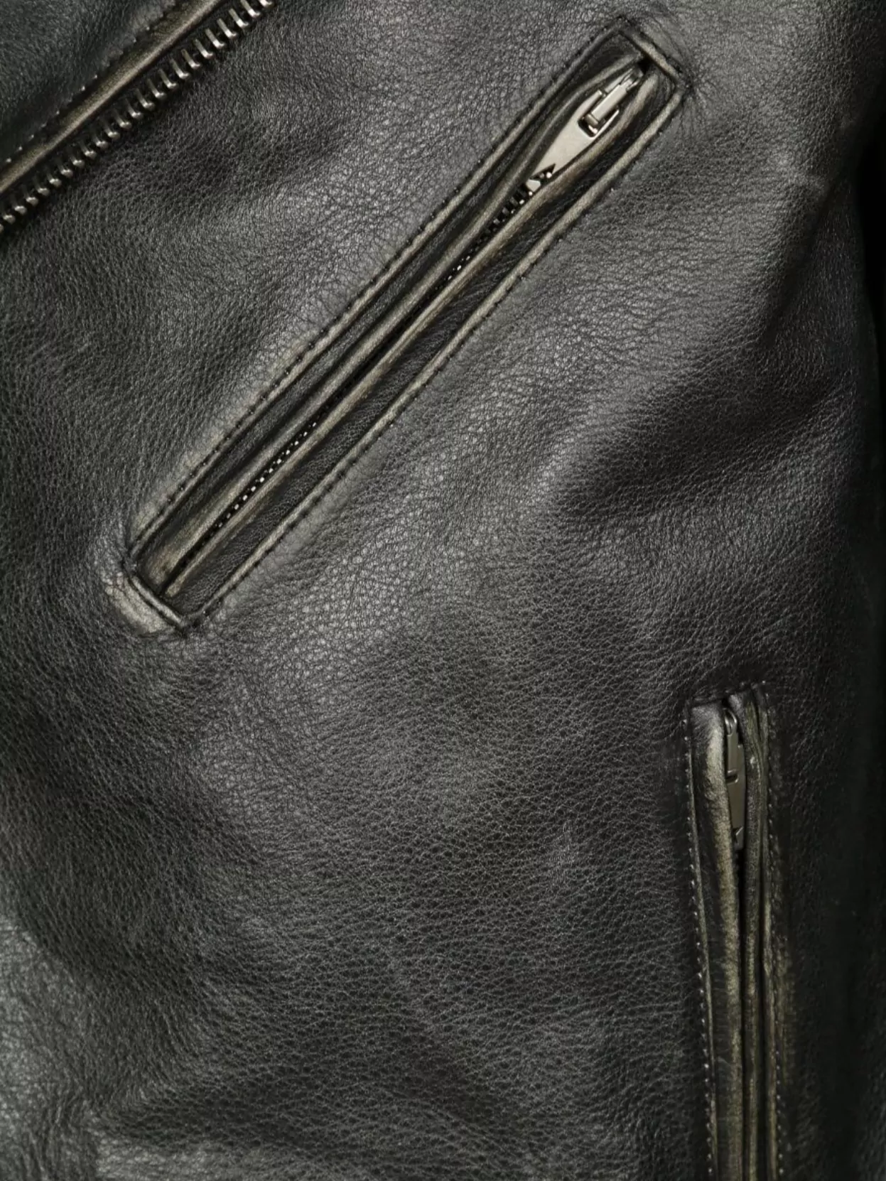 Golden Goose Black Biker Jacket With Notched Revers And Leopard Lining