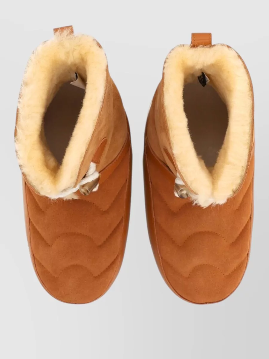 Moon Boot Leather Shearling Slippers
