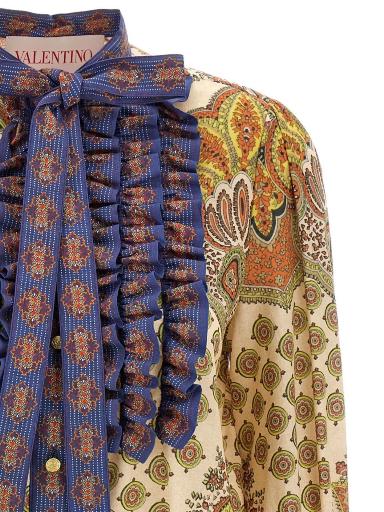 Valentino Cotton Muslin Shirt With Patchwork Pattern