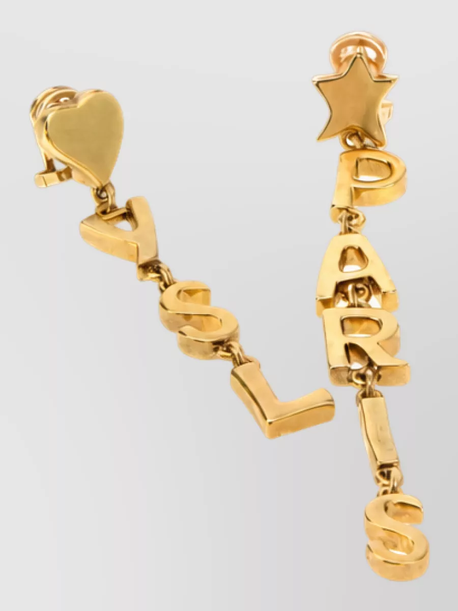 Saint Laurent asymmetric chain drop earrings