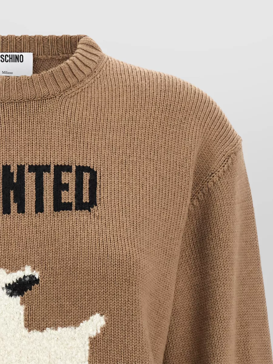 Moschino Virgin Wool Oversized Graphic-Intarsia Jumper