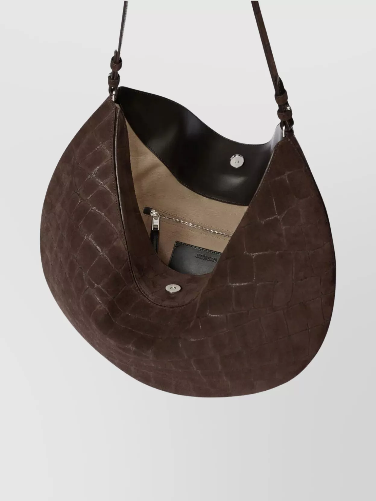 Jacquemus Round Shoulder Bag In Crocodile Effect