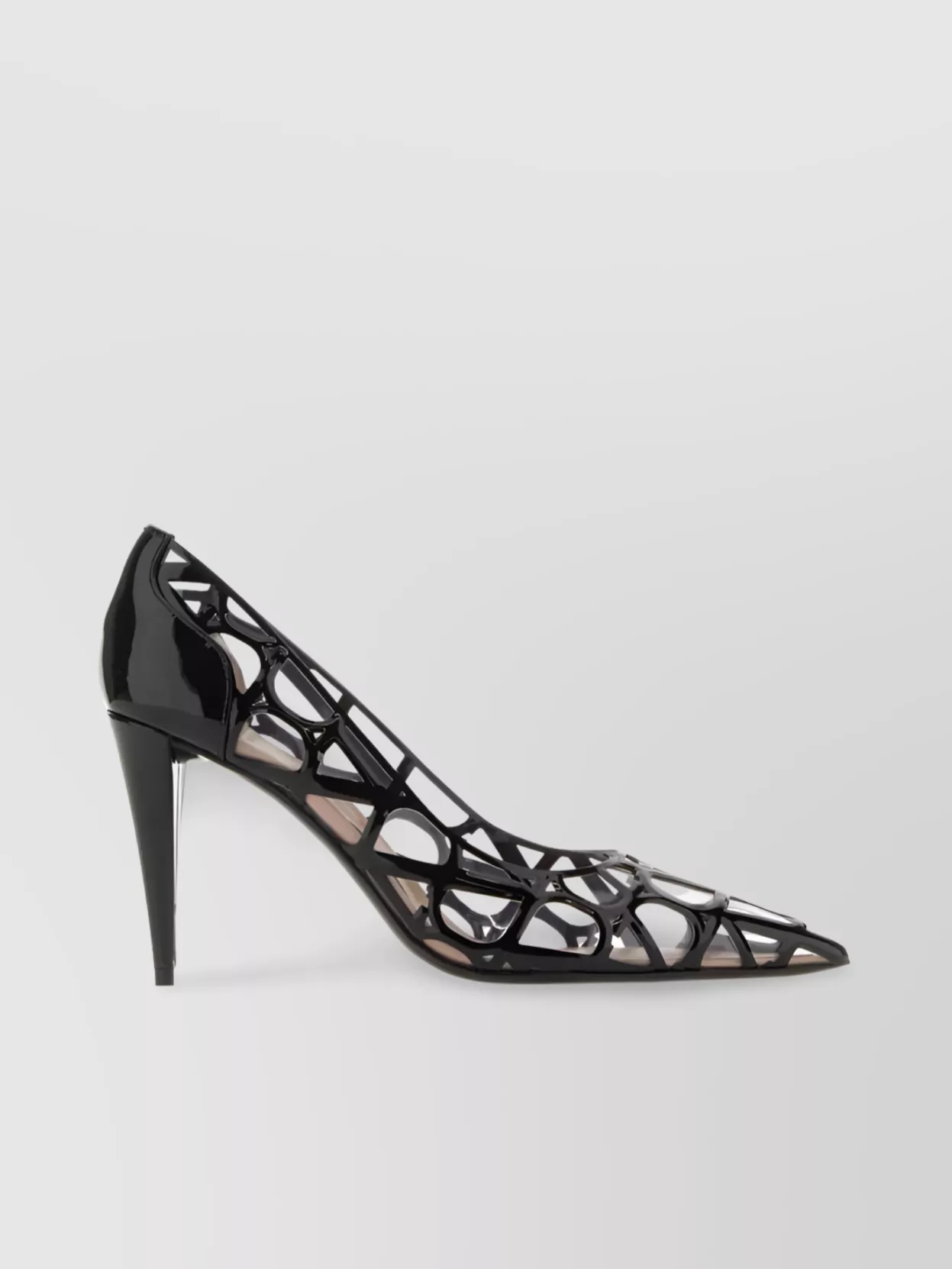 Shop Valentino Pointed Cut-out Pumps With Stiletto Heel In Grey