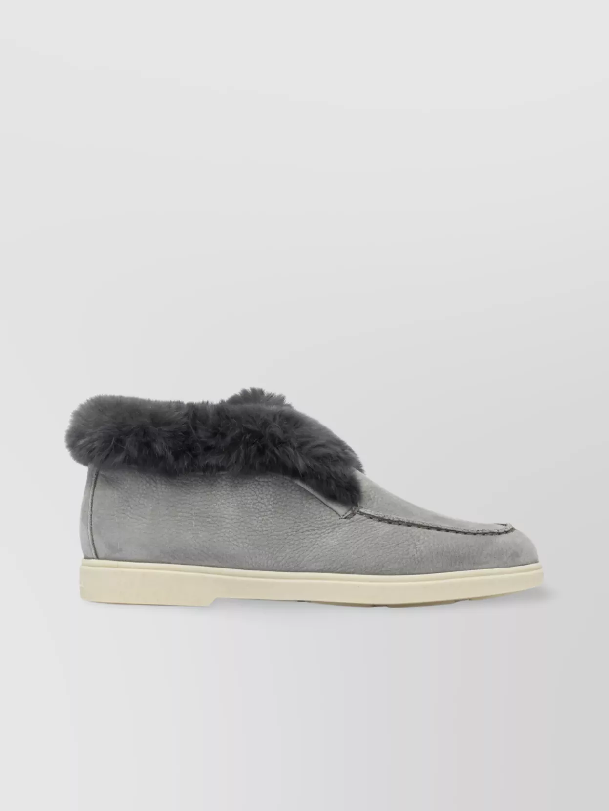 Santoni Fur Trim Rubber Sole Ankle Boots
