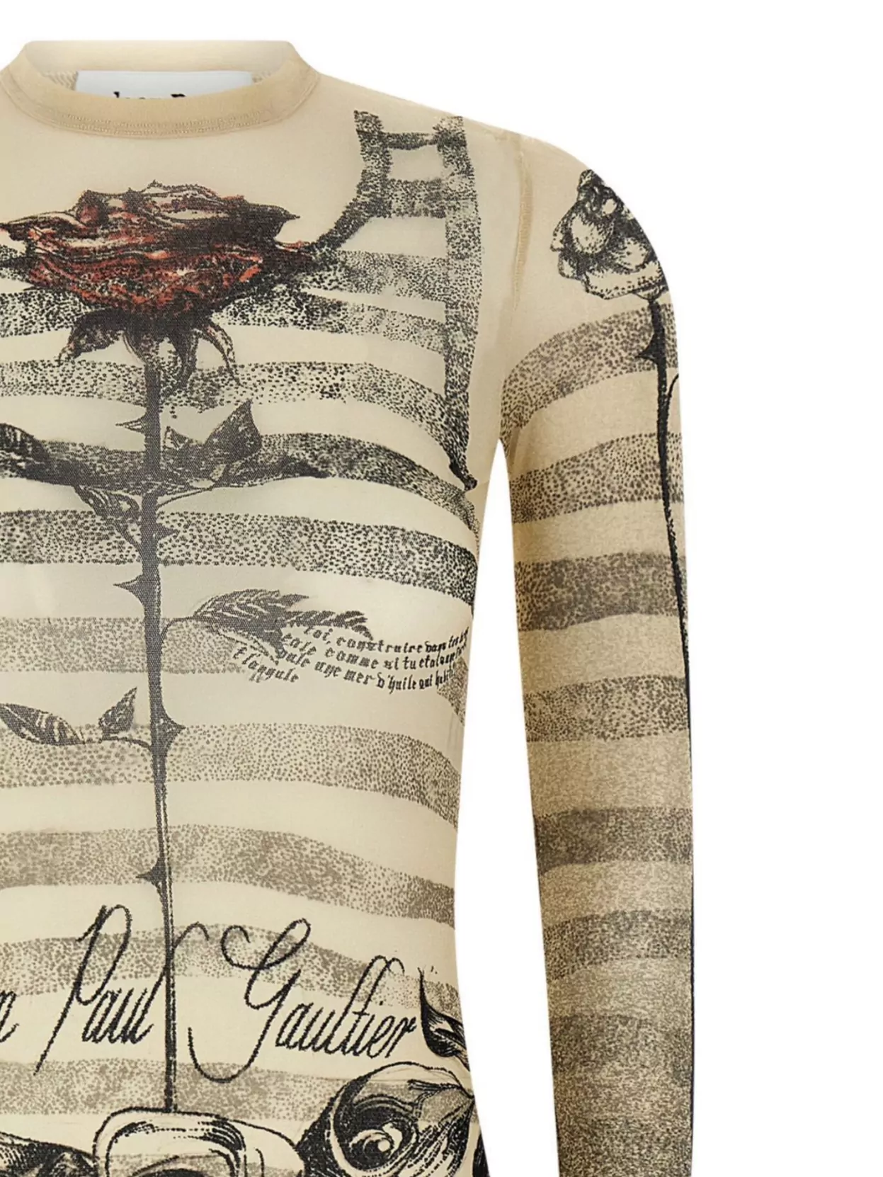 JEAN PAUL GAULTIER MESH DRESS WITH CREW NECK AND STRIPED PATTERN