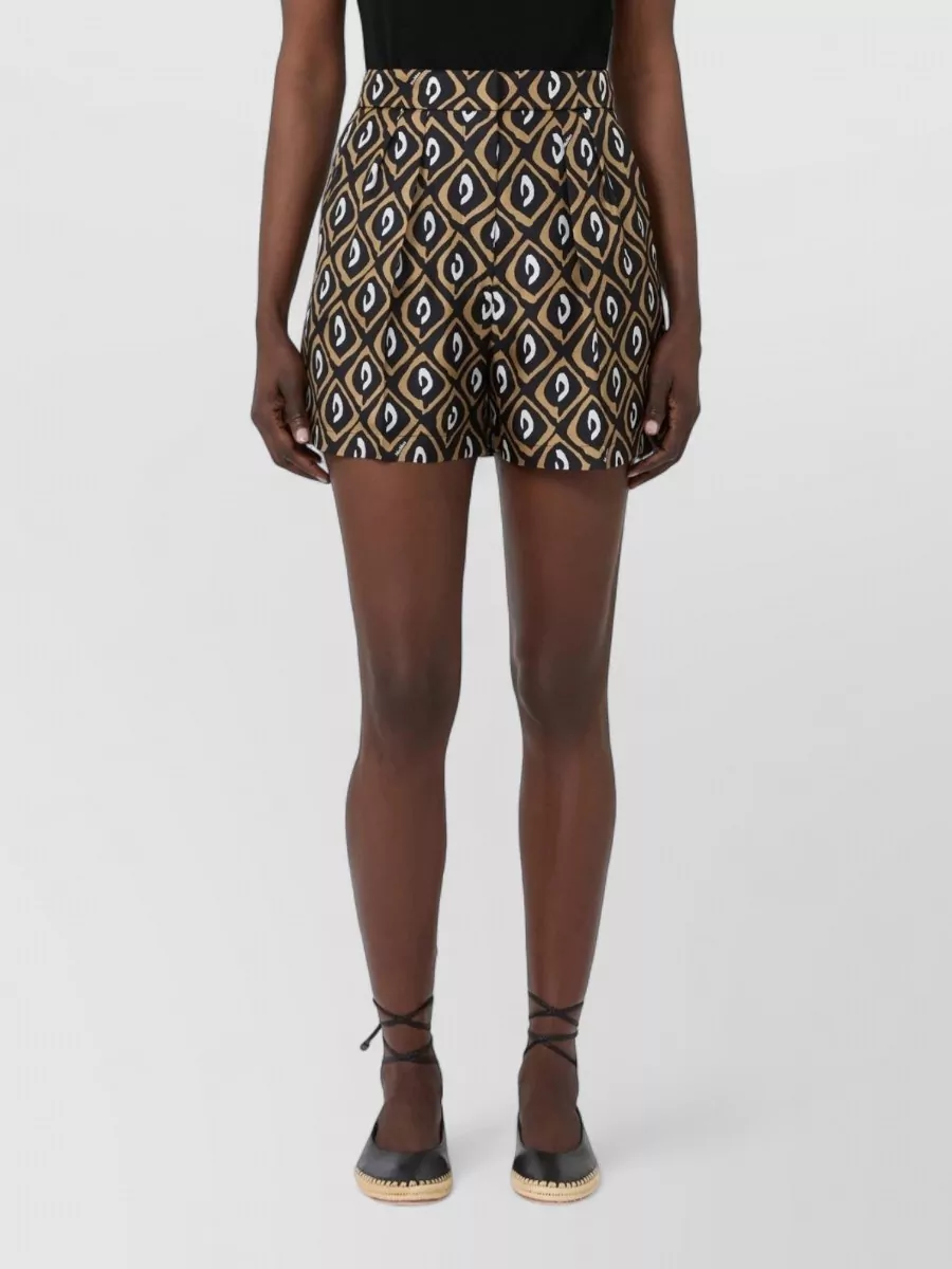 Max Mara Mxmquinoa Shorts High Waist Geometric Pleats