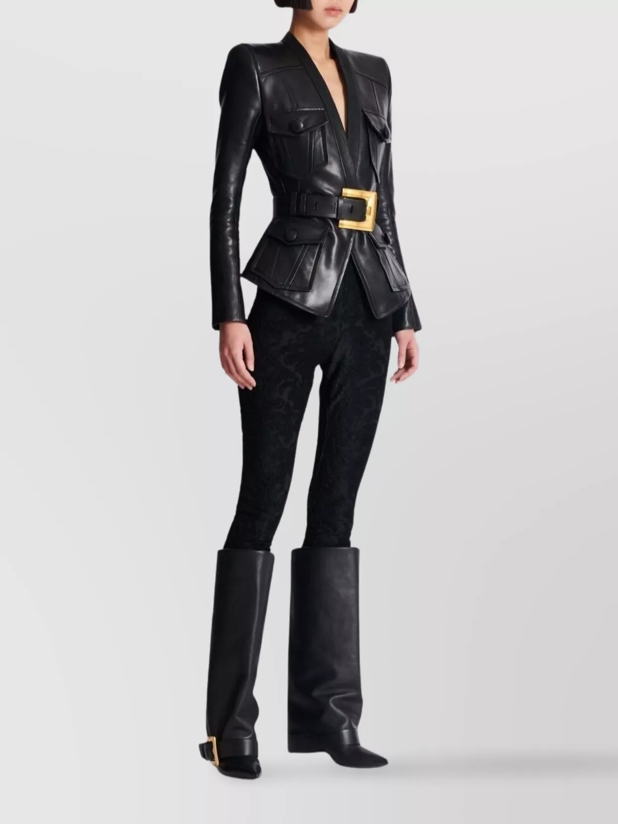 Balmain Belted Buttoned Blazer Pockets