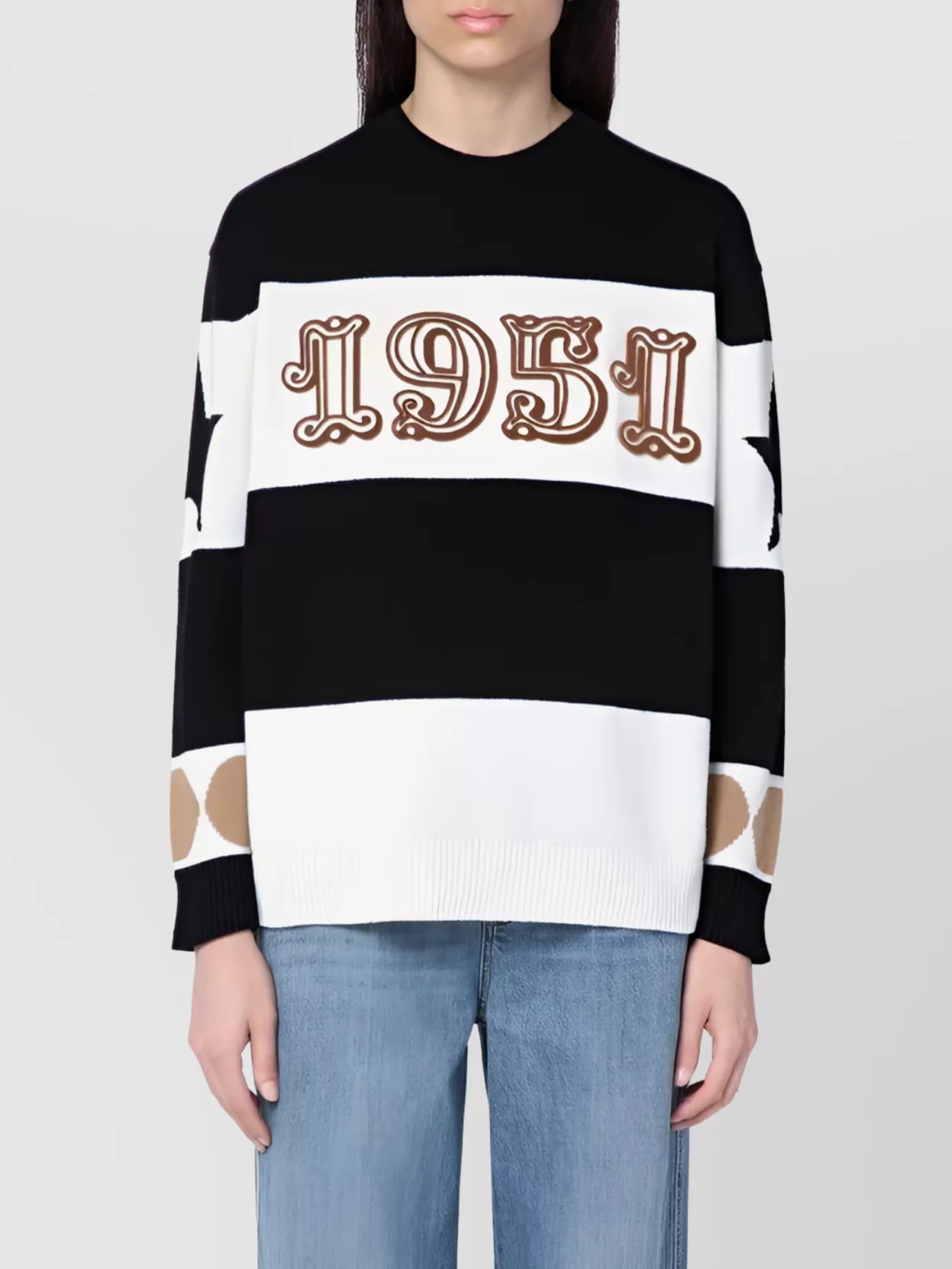 Max Mara Wool And Cashmere Sweater With Flocked 1951 Motif
