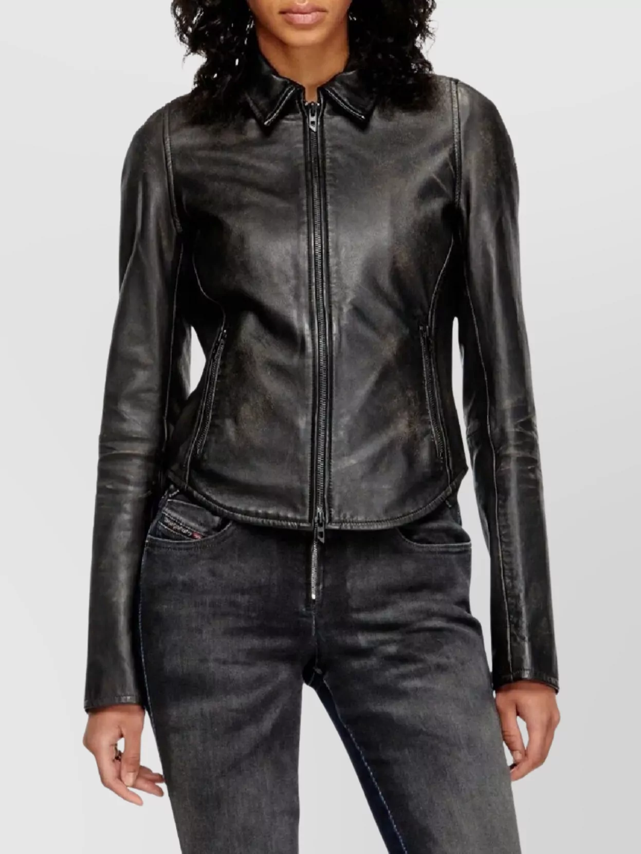 Diesel Collared Fitted Jacket Front Pockets In Multi
