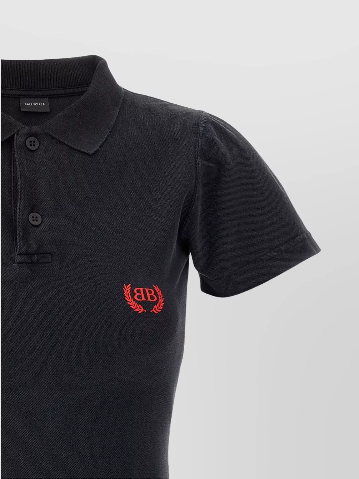 Balenciaga Black Mini Dress With Polo Shirt Style Collar And Logo Detail On The Front In Cotton Woma