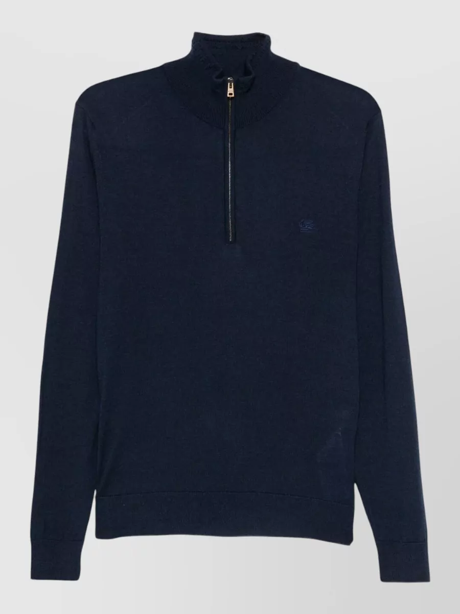 Etro silk wool quarter zip jumper