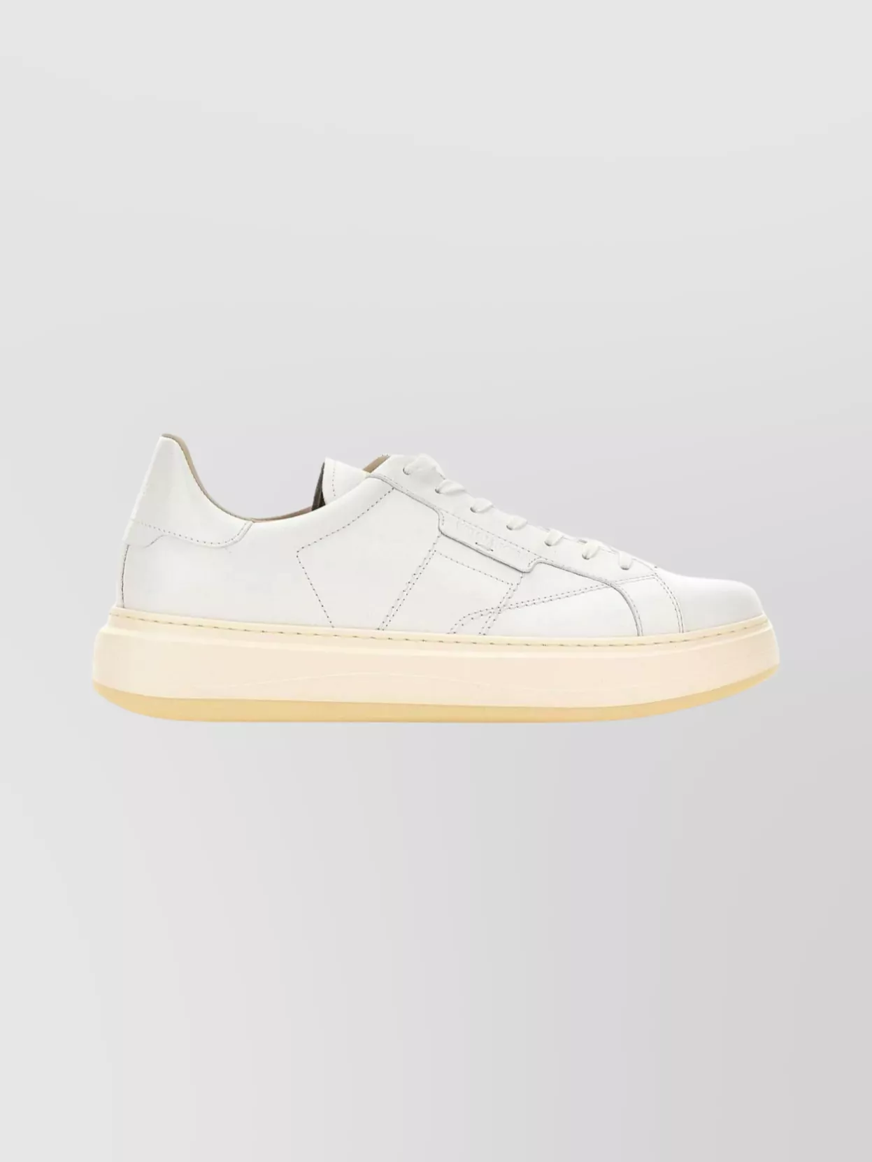 Woolrich Round Toe Leather Sneaker With Rubber Sole