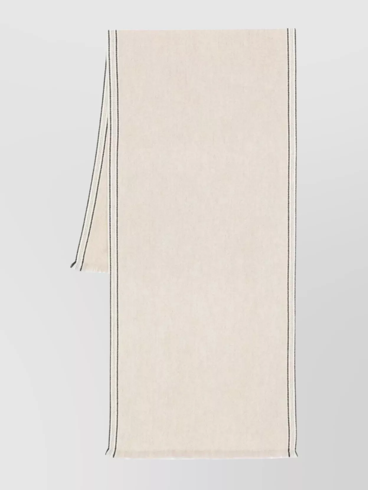 Brunello Cucinelli Cashmere Scarf Fringed Edges Contrast Trim In Neutral