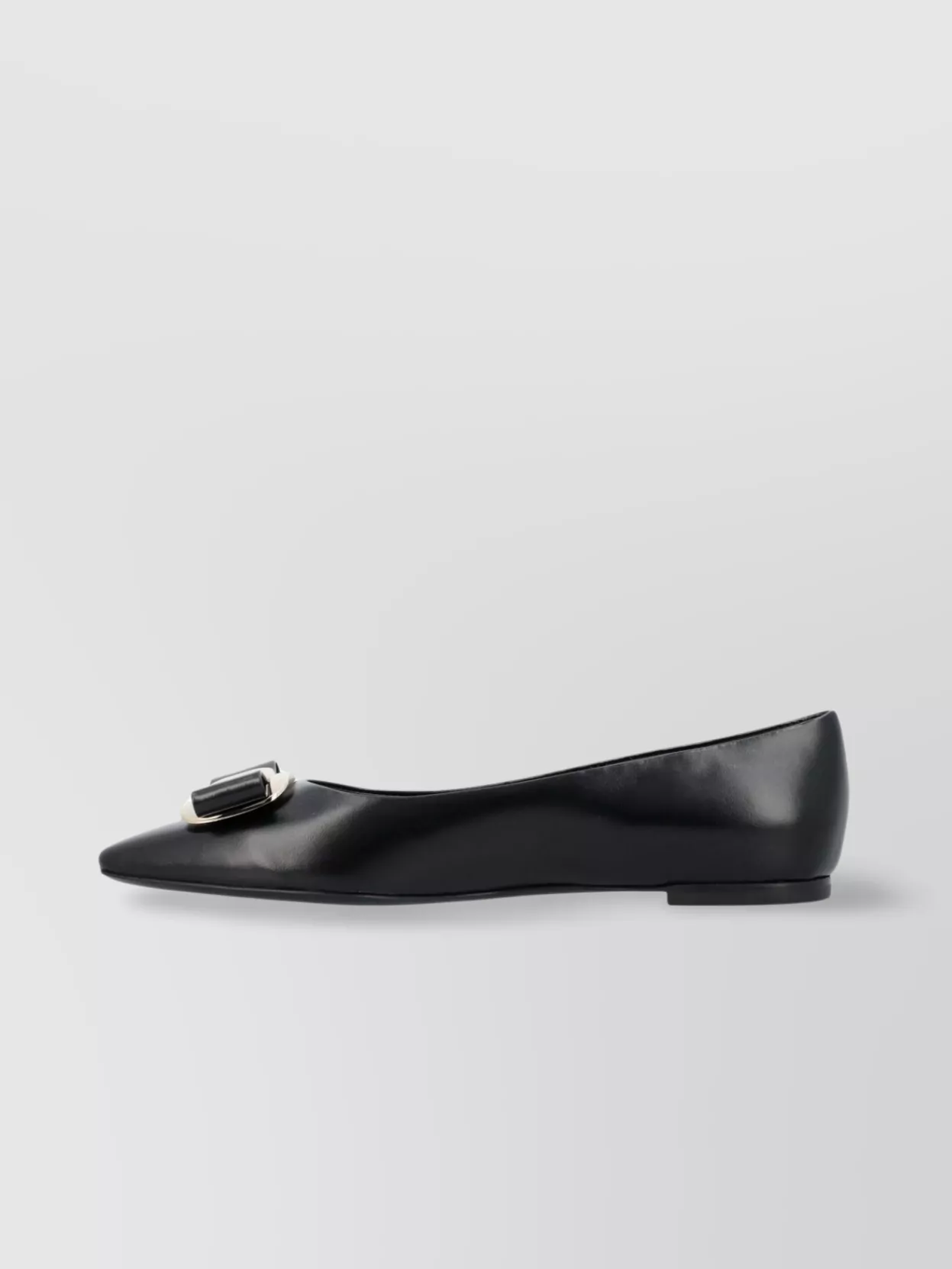 Ferragamo Pointed Toe Metallic Accent Bow Detail Ballerina Shoes